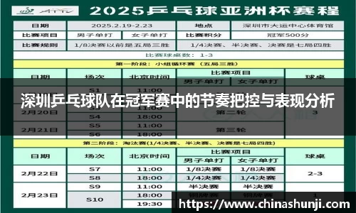 深圳乒乓球队在冠军赛中的节奏把控与表现分析